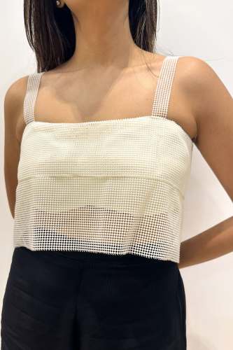 Off White Beaded Crop Top From Surat  by Urban Suburban
