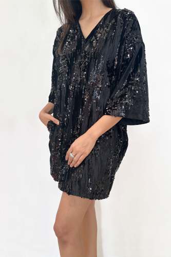 Party Wear Sequence Black Oversize Dress 