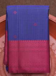 Checks With Buttas Navy Blue Kanchipuram Silk Saree