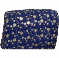 Blue Net Embroidered Fabric