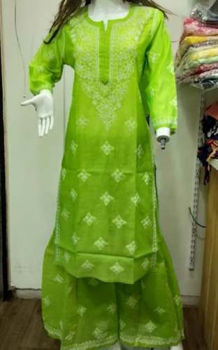 Light Green Kurti Sharara set For Women