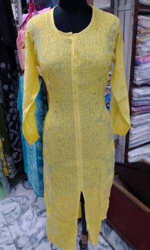 Embroidery Chikankari Kurti For Women by Lcf Crafts