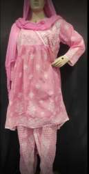 Pink Embroidery Kurti Set For Women