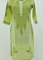Light Green Chiffon Embroidery Work Kurti