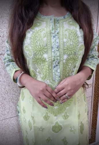 Light Green Pakistani Suit At Wholesale Rate by Paridhan Chikan Udyog