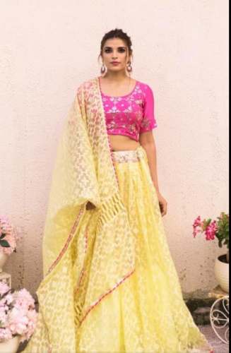 Yellow Chikankari Lehenga Choli At Wholesale by Pechani