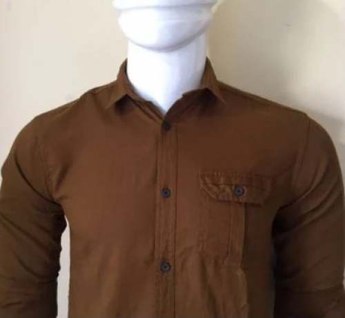 Solid Brown Formal Wear Men Shirt by United Fashion Colors