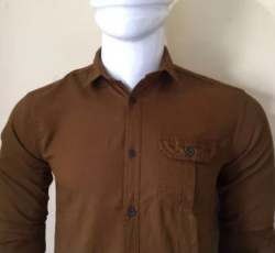 Solid Brown Formal Wear Men Shirt