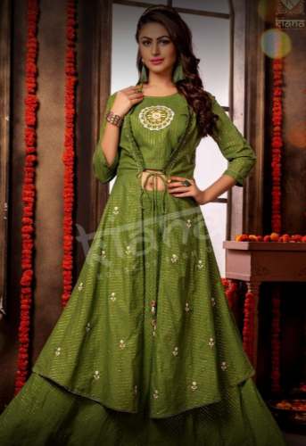 Fancy Light Green Indo Western Dress For Women by Pooja Selection