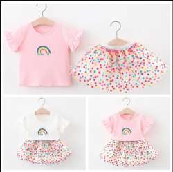 Cotton Printed Kids Skirt Top Set