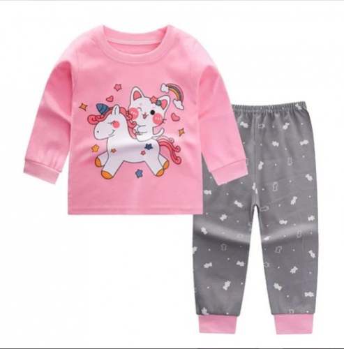 Fancy Kids Girls Pink Cotton Kids Night Wear