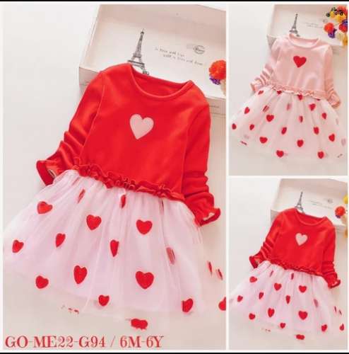 Round Neck Printed Party Wear Kids Frock