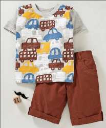 Designer Cotton Grey And Brown T shirt Set