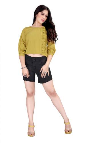 Rayon Yellow Western Top For Women