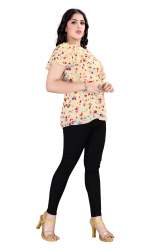 Yellow Printed Ruffle Top For Women