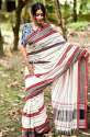 Handmade Handloom lining Design Saree  thumb 1
