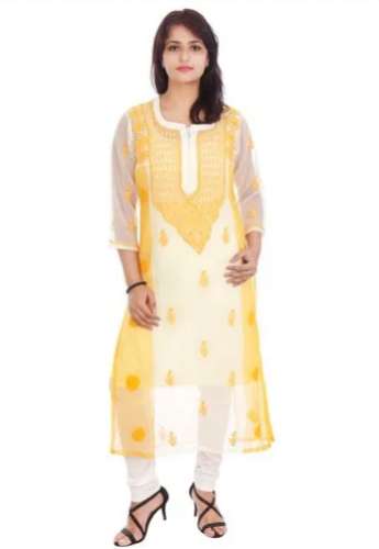  Hand Embroidered chiffon kurtis by Balaji Handicrafts Private Limited