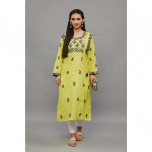 Parrot Green cotton kurtis by Balaji Handicrafts Private Limited