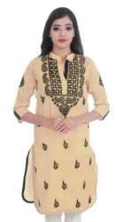 Straight Lucknowi Cotton Chikan Kurti
