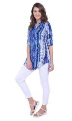 Galaxy Trendz Blue color Rayon Printed top 