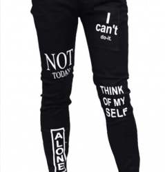 Fancy Black Printed Mens Denim Jeans 