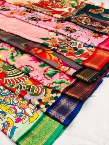 DIVYA Pure Kalamkari Silk Saree with Digital Print