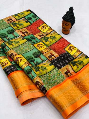 POOJA Casual Wear Kalamkari Silk Saree