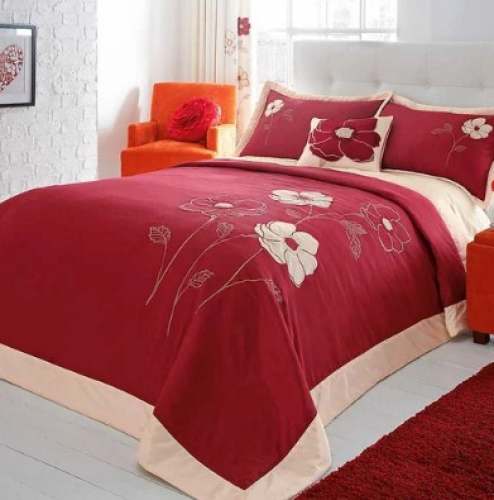 Red Flower Design Cotton Bed Spread 