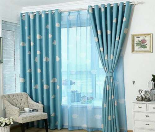 Sky Blue Window Curtain by Avt Fabric