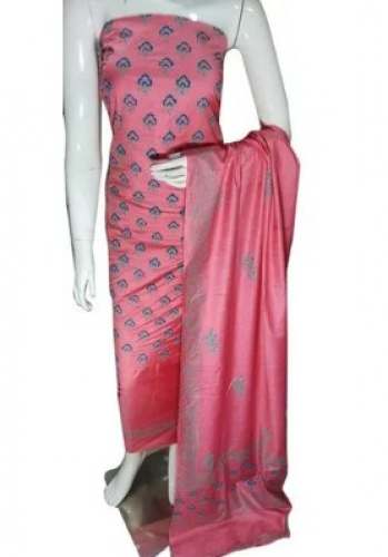 Pretty Pink Linen Silk Dress Material by M S Fabrics