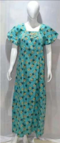 Ladies Green color Printed Cotton Nighty 