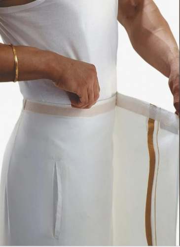 Men Cream Color Sticker Lungi by Archana Garments