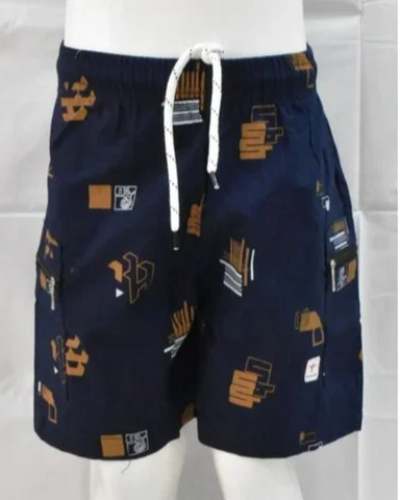 Navy Blue Printed Men bermuda shorts	 by Archana Garments