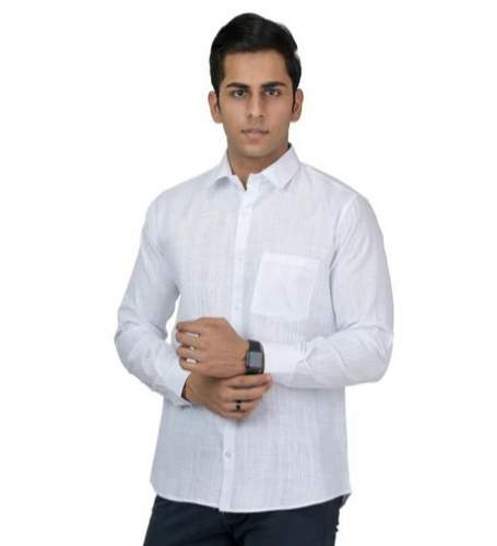 White Color Full Sleeves Mens Cotton Shirt 
