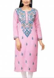 Beautiful Pink Lucknowi Chikan Kurti 