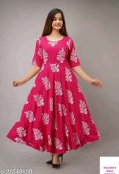 Trendy Rayon Pink Anarkali Kurti 