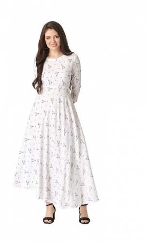 Birdwings White Anarkali Kurti by Birdwings