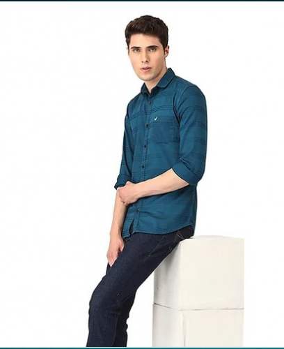 Dark Blue Satin Lycra Shirts