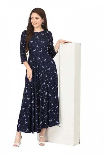 Navy Anarkali Kurti by Birdwings