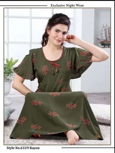 ladies embroidery Print fancy nighty by Joban Night Wear