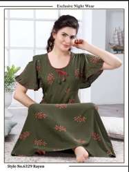ladies embroidery Print fancy nighty
