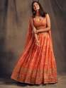 Embroidery Organza Printed Lehenga Choli thumb 3