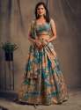 Embroidery Organza Printed Lehenga Choli thumb 7