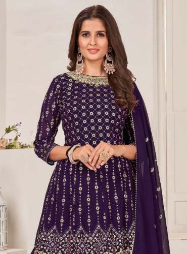 Fancy Georgette Sharara Embroidery Suit 
