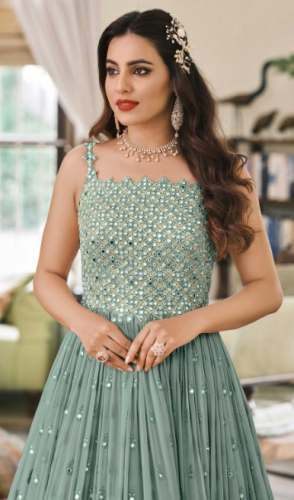 Long Embroidery Work Anarkali Suit 