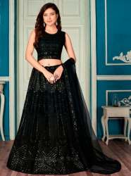 New Sequence Black Semi Stitch Lehenga Choli