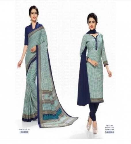 Crepe Uniform Saree And Salwar Suit Combo by Satish Silk Mills