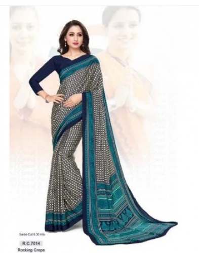 Staff Uniform Silk Crepe Saree by Satish Silk Mills