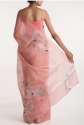 Flying Cranes Pink Satin Organza Saree thumb 1
