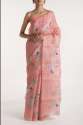 Flying Cranes Pink Satin Organza Saree thumb 3